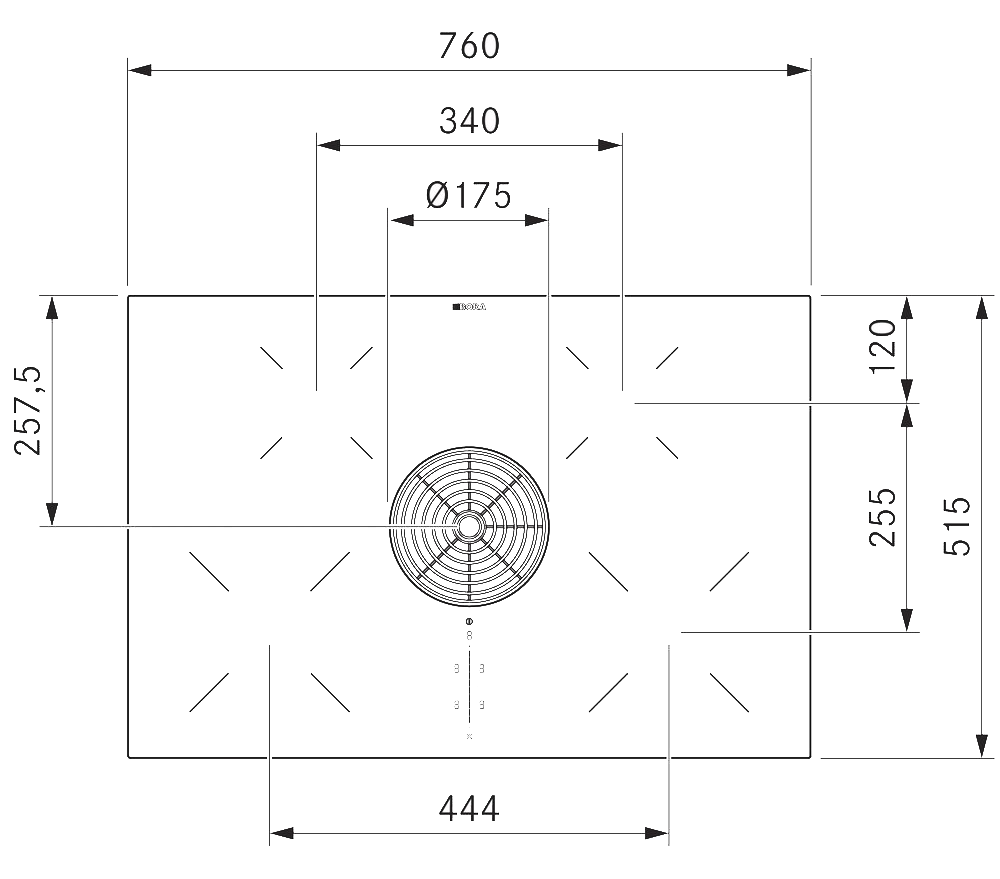 surface induction cooktop with integrated cooktop extractor thumbnail 4