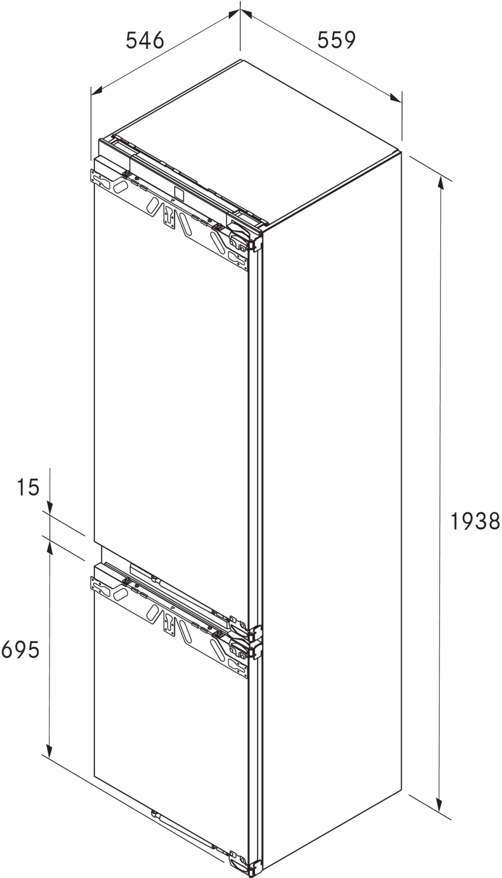 Bora C194KG Built-In 70/30 Fridge Freezer Frost Free - Integrated thumbnail 3